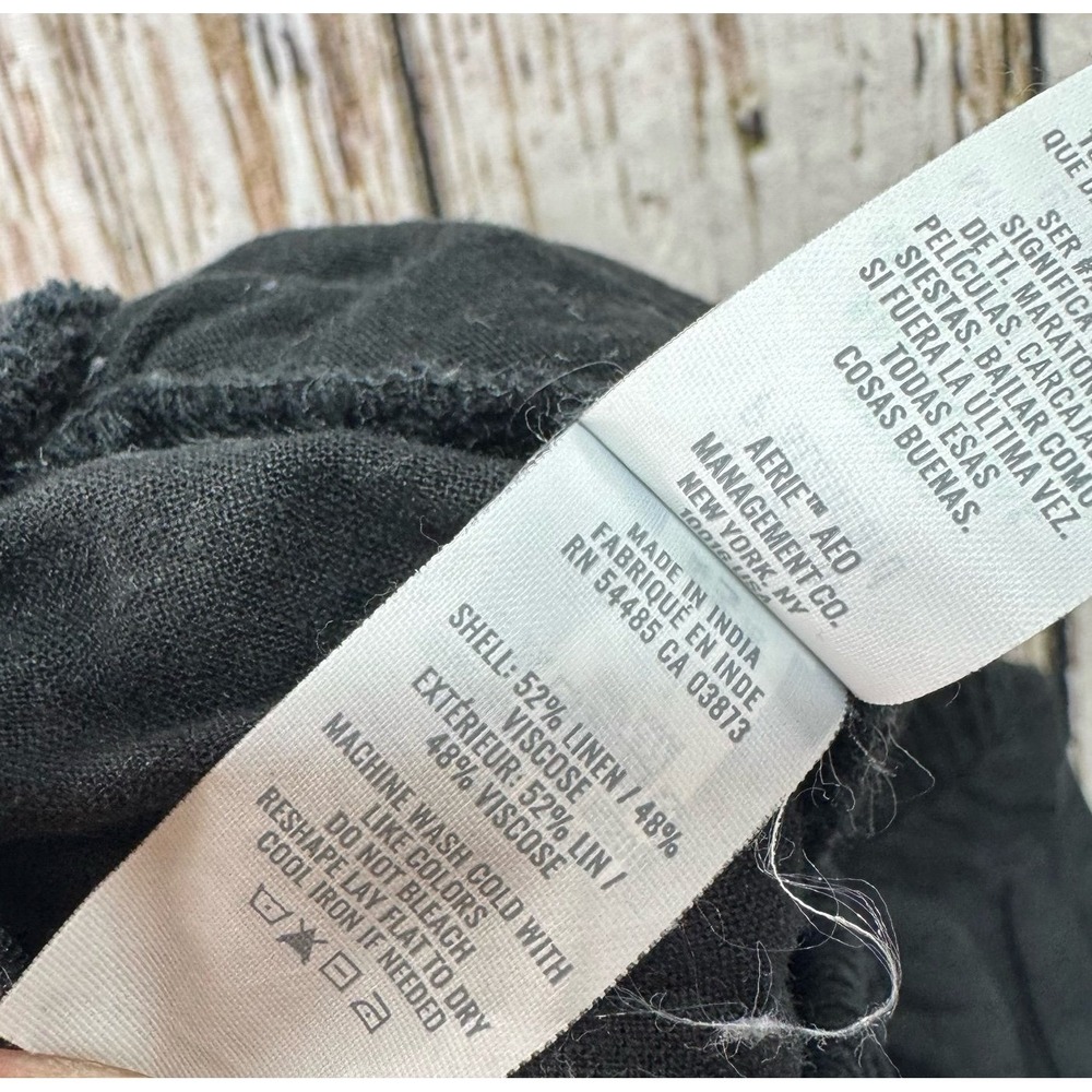 Aerie wide leg black linen blend pants small - Picture 6 of 6